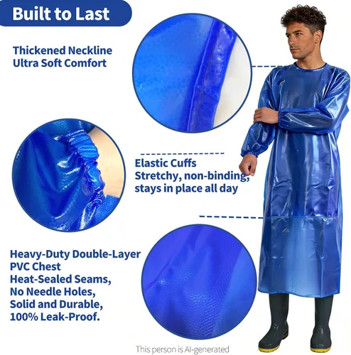 Miniatura 5 de SUJAN Traje Antisalpicaduras Delantal Impermeable Resistente a Químicos, Mono de PVC de Manga Larga Splash suit, chemical resistant smock, safety