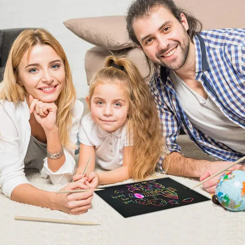 Miniatura 8 de RMJOY Arte de papel para rascar arco iris para niños: 50 piezas de manualidades mágicas, regalos para niñas y niños de 3 a 12 años, actividades