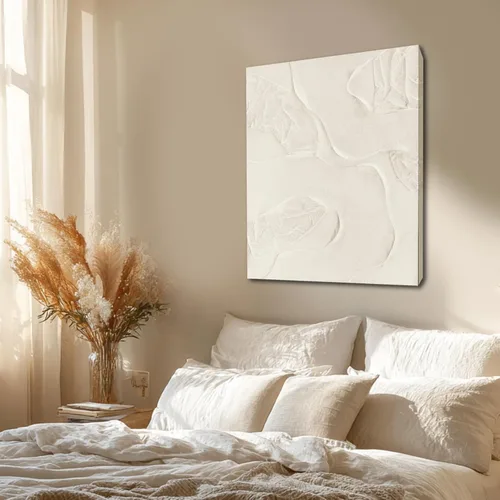Miniatura 3 de CHUDANHAO Arte de pared abstracto pintado a mano, decoración de pared beige, arte colgante lineal 32"x40", obra de arte grande para decoraciones