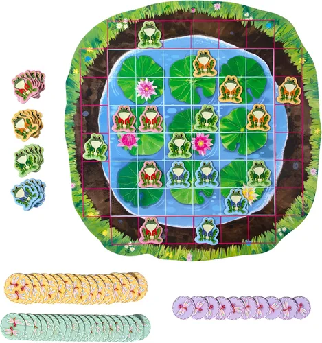 Miniatura 3 de eeBoo Juego de mesa con forma de rana Hopkins, galardonado juego de estrategia espacial y salto de ranas, diversión sin pantalla para 2 a 4