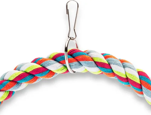 Miniatura 5 de Percha de algodón grande con forma de cuerda para pájaros, fabricada con materiales naturales, segura para trepar y masticar, ideal para loros