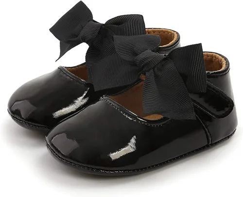 Miniatura 3 de BEBARFER Zapatos para bebés y niñas, Mary Jane con nudo de lazo plano y suela antideslizante para niños pequeños