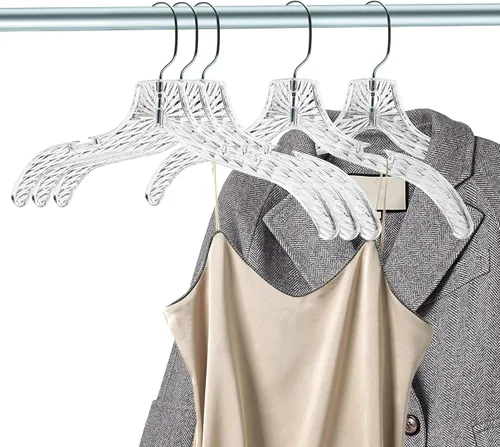 Miniatura 4 de Perchas de plástico transparente de calidad, paquete de 12 – Perchas duraderas de corte de cristal resistentes para ropa, camisas, trajes, abrigos
