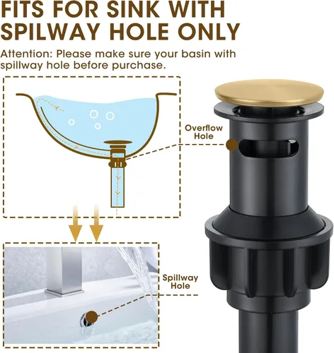 Miniatura 8 de Grifo de baño de oro cepillado de 8 pulgadas, construcción de latón sólido, grifo de baño dorado de 3 orificios con desagüe emergente y 2 mangueras