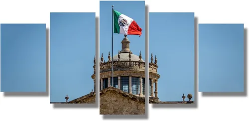Miniatura 15 de Arte de pared con bandera de México para sala de estar, pintura de pared con textura envejecida y colorida de la bandera de México, 3 piezas