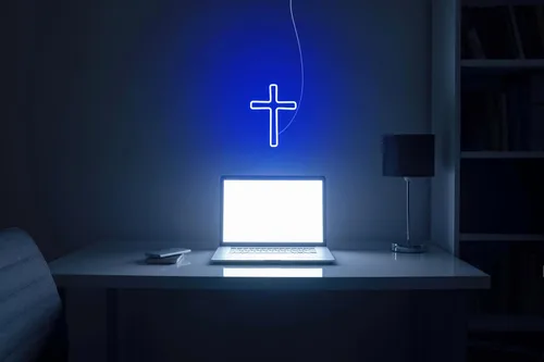 Miniatura 5 de ADVPRO Cruz Jesús Decoración Para El Hogar Flex Silicona LED Neon Sign - Azul - st16s33-fnu0059-b
