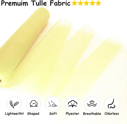 Miniatura 2 de Rollos de tela de tul, 54 pulgadas por 10 yardas (30 pies), cinta de tul para decoración de fiestas de boda, rollo de tela transparente en bobina