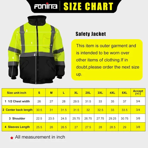 Miniatura 7 de FONIRRA - Chaquetas bomber de alta visibilidad con forro polar, ANSI Clase 2, chaqueta reflectante impermeable para hombres