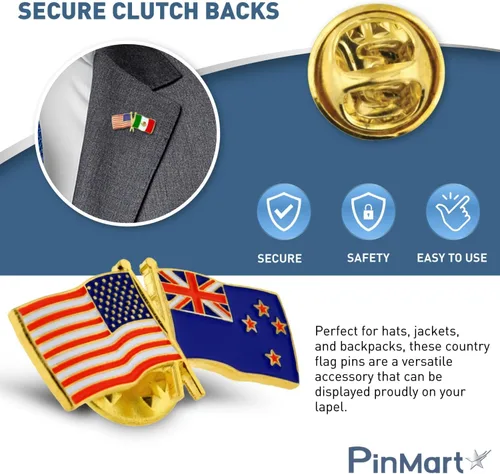 Miniatura 77 de PinMart Pin de solapa esmaltado con bandera de la amistad cruzada de Estados Unidos y el mundo