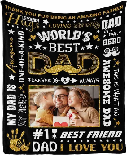 Miniatura 17 de InterestPrint Customized Blankets with Photos Gifts for Dad on Father's Day Birthday, Dad Blanket from Daughter Son Wife Personalized Throw Gifts