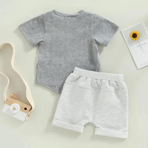 Miniatura 26 de Conjunto de ropa de verano para niños pequeños, 2 piezas, camiseta de manga corta con cintura elástica