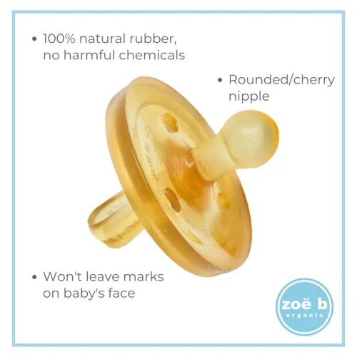 Miniatura 5 de Simply Rubber - Chupetes de goma – Pezón más corto (menos náuseas) – Pequeños recién nacidos (0 – 6 meses) – Bebés amamantados – Redondeado/Cereza