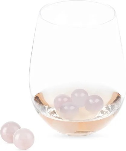 Miniatura 6 de Twine Gemas de vino de cuarzo rosa, enfriadores de bebidas rosas, esferas de piedra de cuarzo rosa pulido real, piedras de whisky, rosa, juego de 6