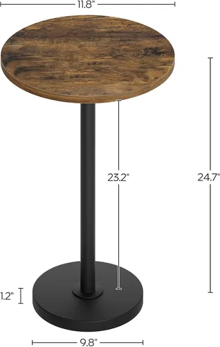 Miniatura 3 de YATINEY Mesa Auxiliar Redonda para Espacios Pequeños, Mesa de Bar Estilo Pedestal Martini en Sala de Estar, Dormitorio, Residencia, Marrón Rústico
