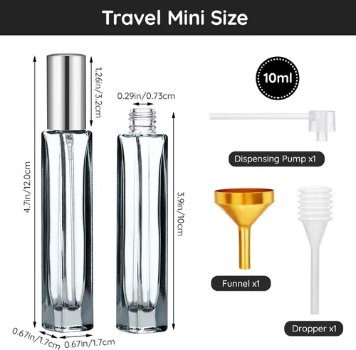 Miniatura 4 de Juego de botellas de perfume de vidrio Segbeauty, paquete de 5 de 10 ml de perfume portátil recargable de viaje, atomizador vacío rociador para Mixto