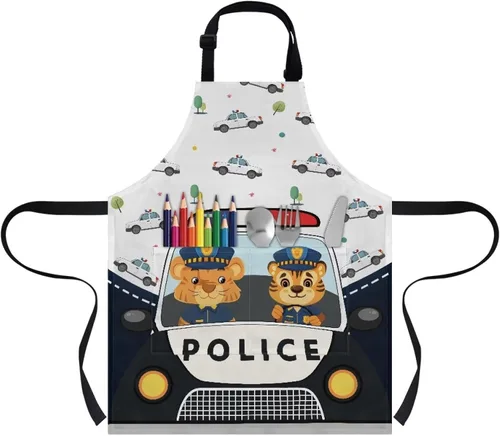 Miniatura 15 de Cozeyat Delantales de cocina para niños y niñas, delantales de pintura con bolsillos, delantales ligeros con correa ajustable