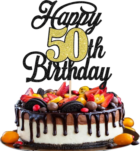 Miniatura 19 de Rsstarxi 1 paquete de decoración para tarta de cumpleaños 8 con purpurina negra de 8 años y fabulosos saludos a 8 años de edad, para celebrar el 8º