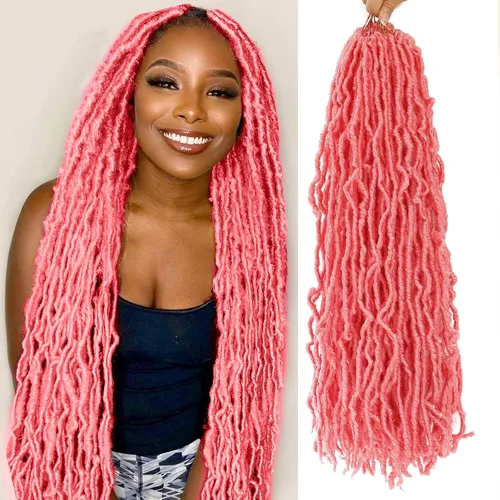Miniatura 15 de Extensiones de cabello de ganchillo suaves de 22 pulgadas, 7 paquetes de rastas sintéticas preenlazadas para mujeres negras, extensiones de cabello