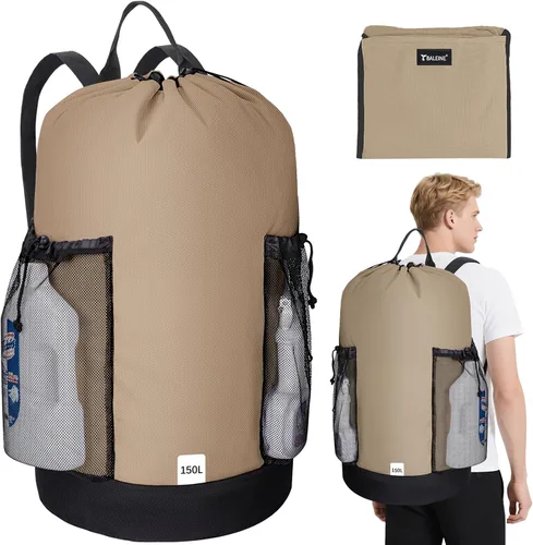 Miniatura 22 de BALEINE Mochila Bolsa de Lavandería de 120L, Tela Oxford 900D Bolsas Grandes de Lavandería de Viaje con Correas para el Hombro y 2 Bolsillos de Negro