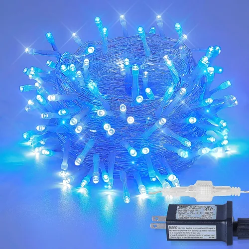 Miniatura 16 de Cadena de 200 luces LED de 98 pies, impermeables con 8 modos con memoria, fuente de alimentación certificada por UL de 30 V para el hogar, jardín