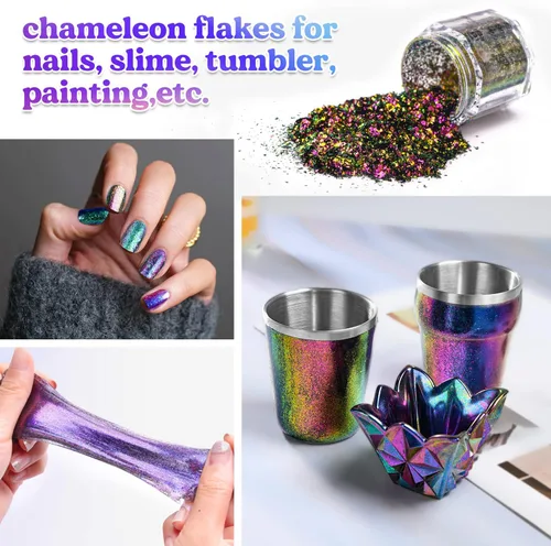 Miniatura 6 de LET'S RESIN Copos de camaleón, suministros de resina, pigmento intenso de cambio de color para moldes de resina/vasos, pigmento en polvo cromado