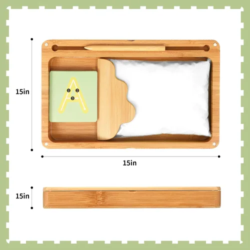 Miniatura 6 de AtMini Bandeja de arena para el aula, bandeja de arena Montessori de madera con tapa para niños que escriben letras y números, imprescindible