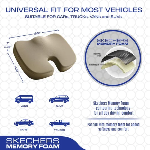 Miniatura 5 de Skechers Cojín de Espuma de Memoria para Asiento, Cojín para Silla de Oficina para Alivio del Dolor de Coxis, Almohada para Glúteos para Silla