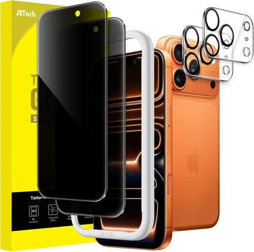 Miniatura 23 de JETech - Protector de pantalla de privacidad para iPhone 17 Pro de 6,3 pulgadas con protector de lente de cámara, película de vidrio templado