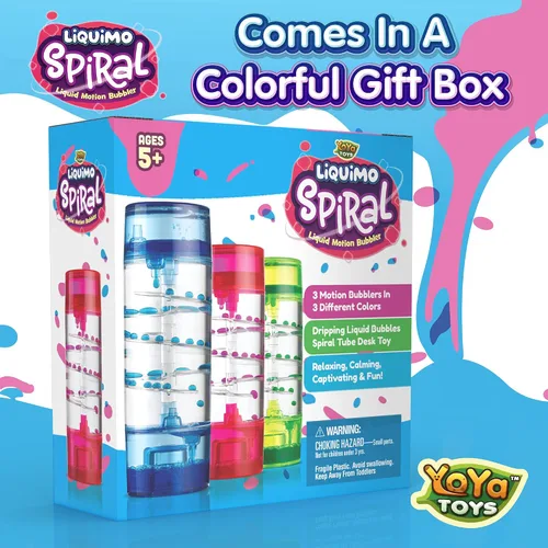 Miniatura 7 de YoYa Toys Liquimo Spiral - Liquid Motion Bubbler (paquete de 3) - Temporizador líquido de reloj de arena para niños y adultos - Juguetes