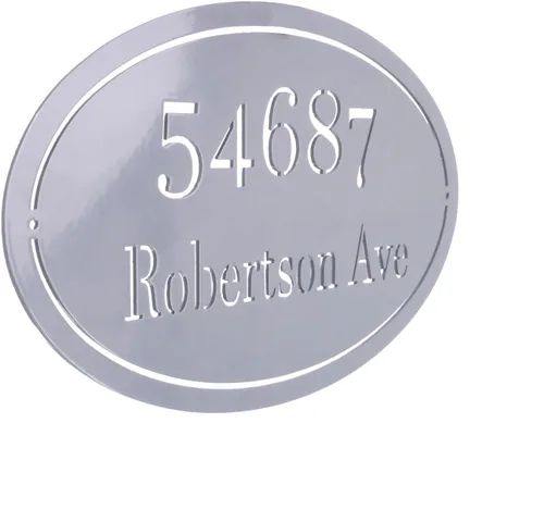 Miniatura 3 de Montague MetalProducts - Letrero de dirección ovalado de 2 líneas, letrero de número de casa para montaje en pared, letrero de acero personalizado