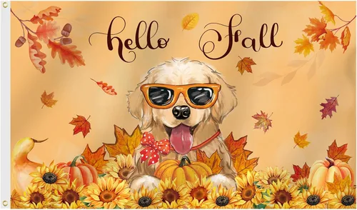 Miniatura 7 de SENSEVEN Bandera de perro Golden Retriever de 3 x 5 pies, de doble cara, pancarta de invierno para exteriores, Año Nuevo, reloj de fuegos