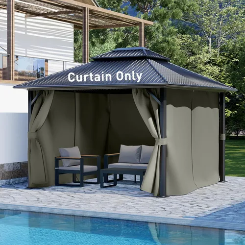Miniatura 9 de Aoodor Cortinas de Gazebo para Exteriores de 10 x 10 pies, 4 Paneles Impermeables de Pared Lateral de Privacidad de Repuesto con Cremallera