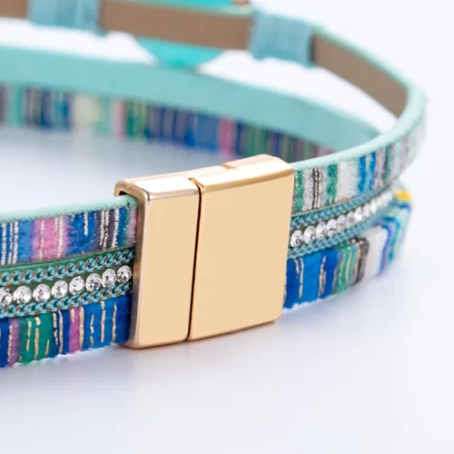 Miniatura 18 de FANCY SHINY - Pulsera de cuero estilo bohemio, pulsera de cuentas de cristal con cierre magnético, regalos de joyería para mujer