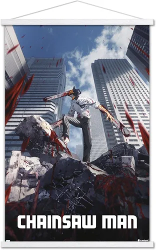 Miniatura 7 de Trends International Chainsaw Man - Póster de pared de arte clave, 22.37 x 34.00 pulgadas, paquete de impresión premium y colgador de madera de haya