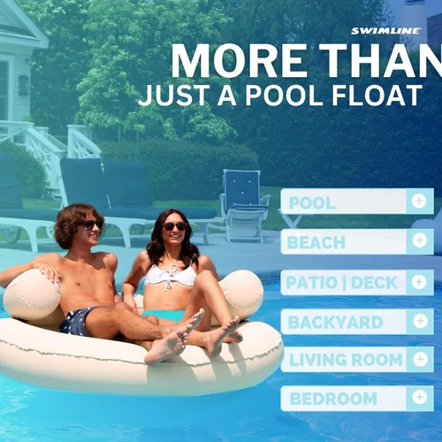Miniatura 7 de SWIMLINE Original Cloud Chaise 360 - Tumbona flotante para piscina y lago, balsa circular para adultos y niños, respaldo W Cómoda textura