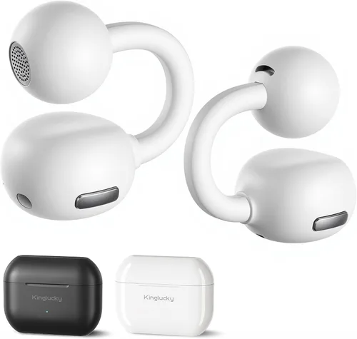 Miniatura 9 de Kinglucky Auriculares de oreja abierta para orejas pequeñas, auriculares inalámbricos Bluetooth 6.0 con clip con botón físico, ultraligeros de 0.15