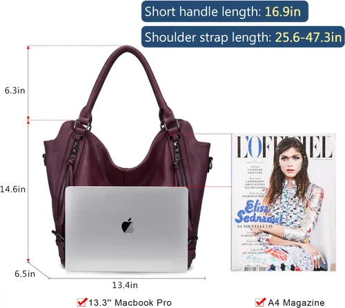 Miniatura 29 de Bolso Hobo oculto para mujer, de piel sintética, bolso cruzado de hombro, bolsa grande con funda desmontable