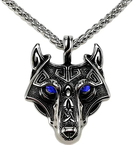 Collar de talismán de lobo vikingo Fenrir cadena de acero inoxidable para hombre, joyería vintage para hombre, colgante de amuleto vikingo pagano
