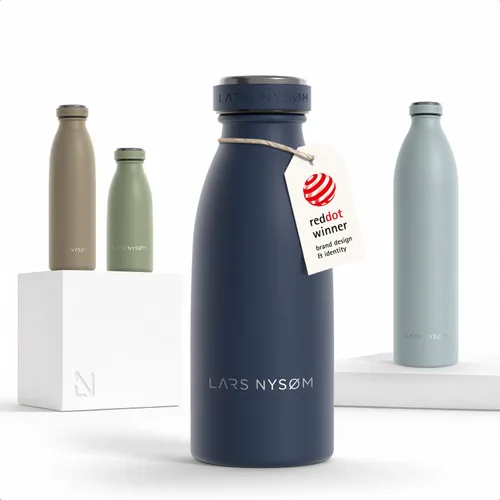 Miniatura 85 de LARS NYSØM Botella de agua XL de acero inoxidable aislada 12oz 17oz 25oz 34oz 51oz Botella térmica aislada para bebidas calientes y frías Azul