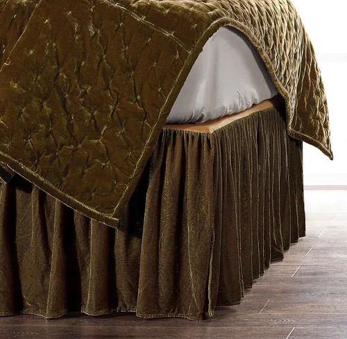 Miniatura 12 de HiEnd Accents Stella - Falda de cama de terciopelo de seda sintética, color negro, tamaño Queen, ropa de cama romántica moderna occidental