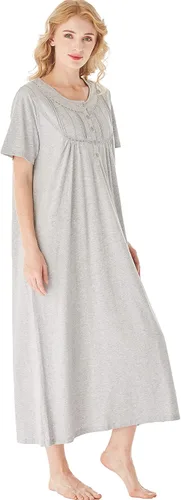 Miniatura 7 de Keyocean - Camisón de manga corta para mujer, 100 % algodón, suave, cómodo, ligero, con encaje, para verano, ropa de dormir