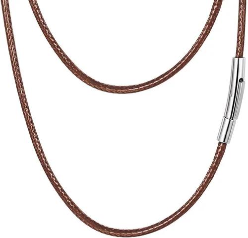 Miniatura 18 de PROSTEEL Collar de cuero impermeable para hombre, 0.079 in/0.118 in, 16 a 30 pulgadas, con cierre de acero inoxidable, cadena de bricolaje