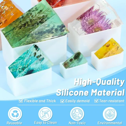 Miniatura 3 de Gartful Moldes de resina rectangulares, 6 moldes de silicona en cubo, moldes de resina epoxi para hacer velas, jabones, adornos de bricolaje