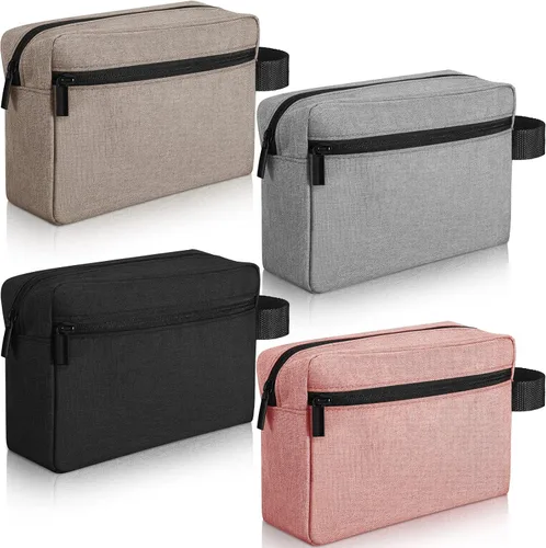 Miniatura 8 de 4 piezas de neceser de aseo resistente al agua, bolsa de cosméticos de viaje para hombres, almacenamiento portátil para mujeres, organizador de Negro
