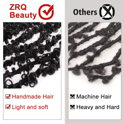 Miniatura 62 de ZRQ Butterfly Locs Cabello de Ganchillo Corto 6 Paquetes Negro Cabello Bob de Ganchillo 8 Pulgadas Locs Sintéticos Desordenados Desgastados Trenzas