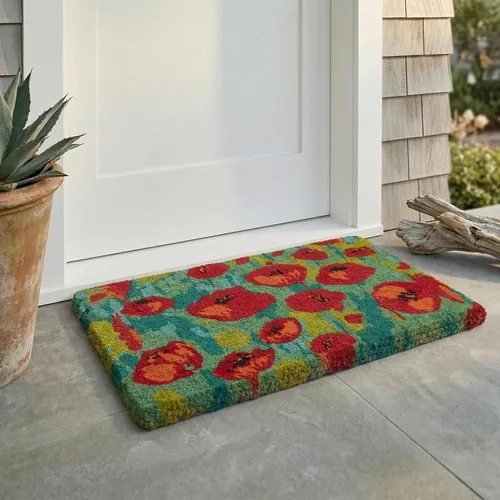 Miniatura 18 de Fab Habitat Felpudo extra grueso, tejido a mano, duradero, fibra de coco natural, entrada, puerta delantera, porche, patio, pájaros en rama, gris