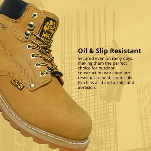 Miniatura 5 de Wolf Work Boot 100% Genuine Upper Leather Oil, Impact, Abrasion Resistant Electrical Hazards Non-Slip Rubber Sole Steel Toe Padded