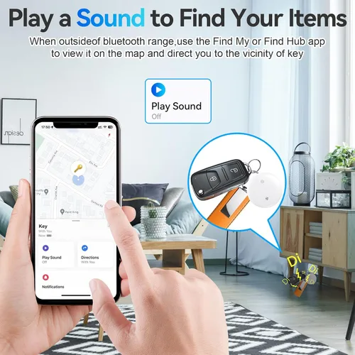 Miniatura 3 de Etiquetas de seguimiento de aire para Android o iOS, etiquetas inteligentes de aire de doble sistema, paquete de 4, compatibles con iOS Find My