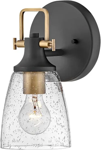 Miniatura 14 de Hinkley Easton 51270PN - Accesorio de tocador de baño de una sola luz, industrial moderno, pantalla de vidrio transparente, se monta hacia arriba