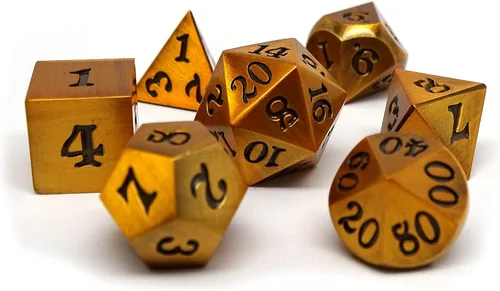 Miniatura 6 de Juego de dados de metal legendario de 7 piezas, diseños de bronce, oro, plata y cobre con fuente de firma (plata legendaria)